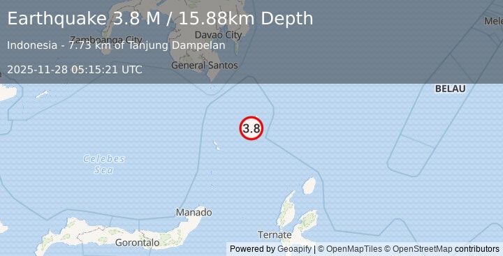 Earthquake Talaud Islands, Indonesia (3.8 M) (2025-11-28 05:15:21 UTC)
