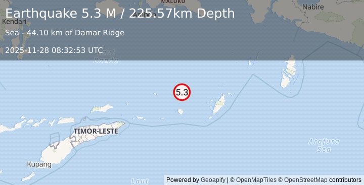 Earthquake Banda Sea (5.3 M) (2025-11-28 08:32:53 UTC)