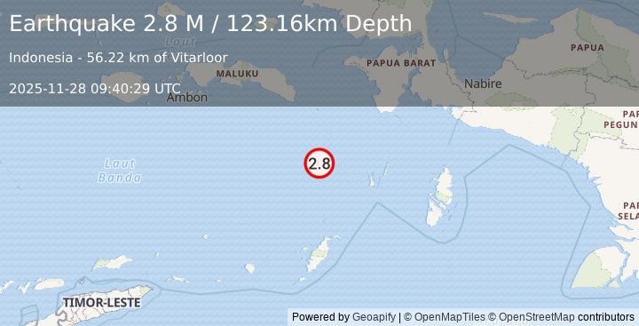 Earthquake Banda Sea (2.8 M) (2025-11-28 09:40:29 UTC)