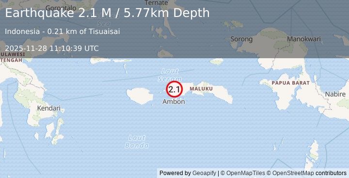 Earthquake Seram, Indonesia (2.1 M) (2025-11-28 11:10:39 UTC)