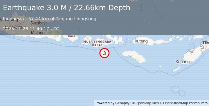 Earthquake Sumbawa Region, Indonesia (3.0 M) (2025-11-28 11:49:17 UTC)