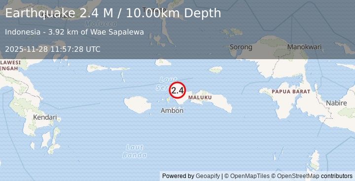 Earthquake Ceram Sea (2.4 M) (2025-11-28 11:57:28 UTC)