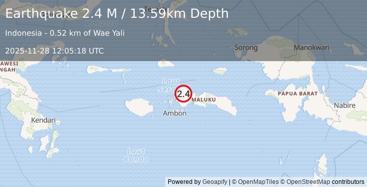 Earthquake Ceram Sea (2.4 M) (2025-11-28 12:05:17 UTC)