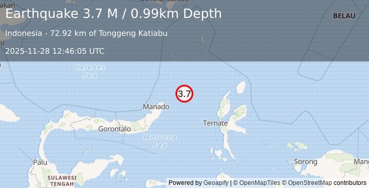 Earthquake Northern Molucca Sea (3.2 M) (2025-11-28 12:46:10 UTC)
