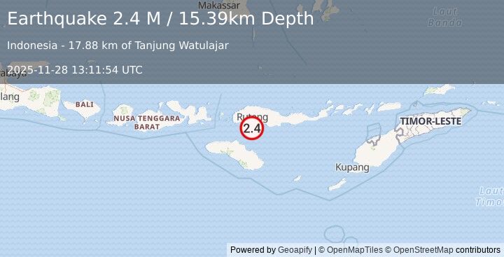 Earthquake Flores Region, Indonesia (2.4 M) (2025-11-28 13:11:54 UTC)