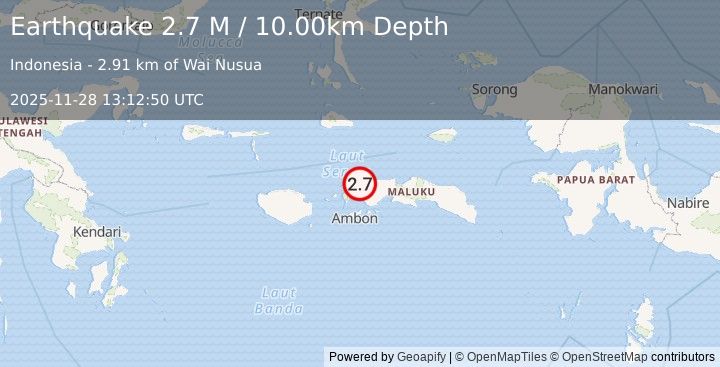 Earthquake Ceram Sea (2.5 M) (2025-11-28 13:12:49 UTC)