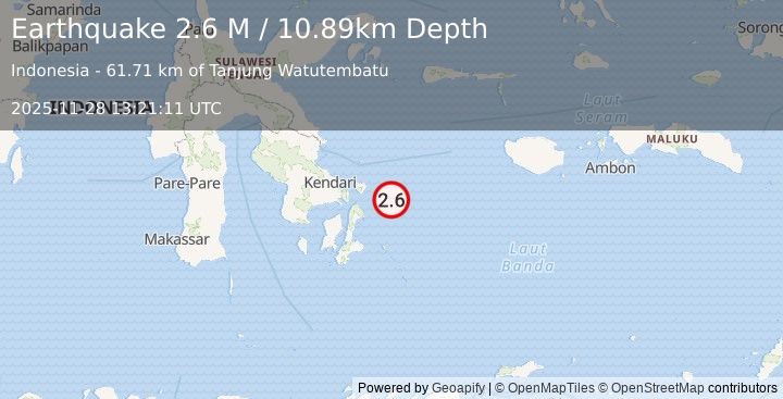 Earthquake Banda Sea (2.5 M) (2025-11-28 13:21:22 UTC)