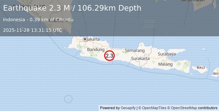 Earthquake Java, Indonesia (2.3 M) (2025-11-28 13:31:15 UTC)