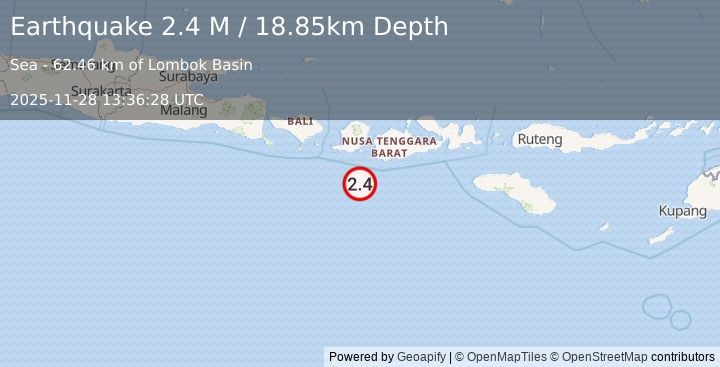 Earthquake Sumbawa Region, Indonesia (2.2 M) (2025-11-28 13:36:29 UTC)
