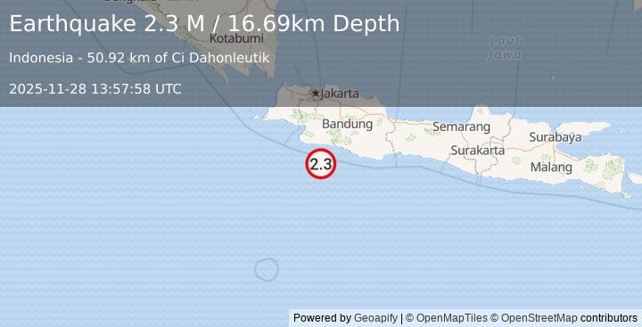 Earthquake Java, Indonesia (2.3 M) (2025-11-28 13:57:59 UTC)