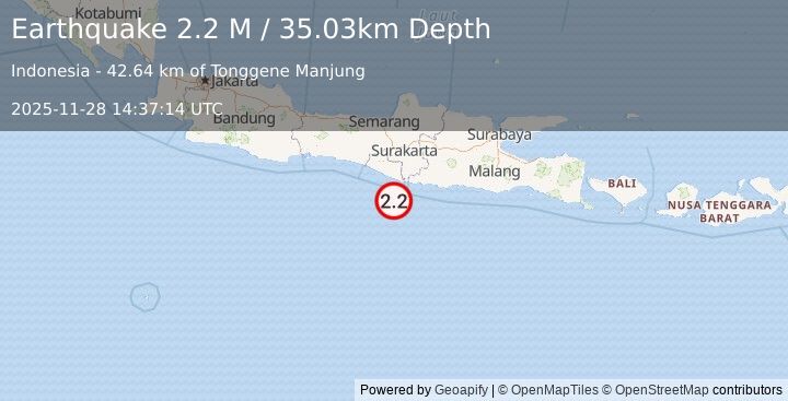 Earthquake Java, Indonesia (2.2 M) (2025-11-28 14:37:19 UTC)