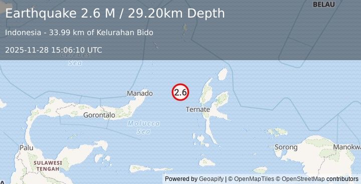Earthquake Northern Molucca Sea (2.6 M) (2025-11-28 15:06:10 UTC)