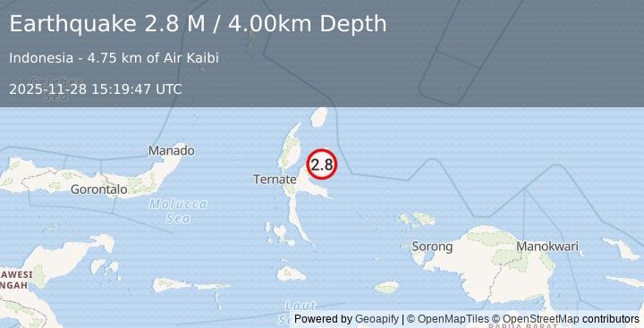Earthquake Halmahera, Indonesia (2.8 M) (2025-11-28 15:19:47 UTC)