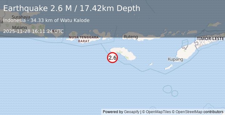 Earthquake Sumba Region, Indonesia (2.7 M) (2025-11-28 16:11:24 UTC)