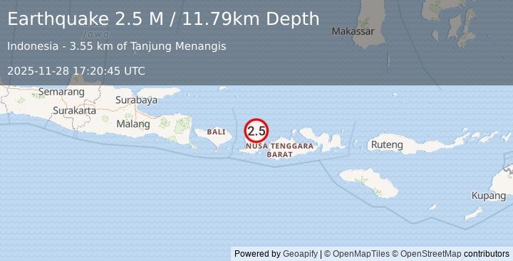 Earthquake Sulawesi, Indonesia (2.5 M) (2025-11-28 17:22:06 UTC)