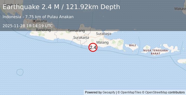 Earthquake Java, Indonesia (2.4 M) (2025-11-28 18:14:21 UTC)
