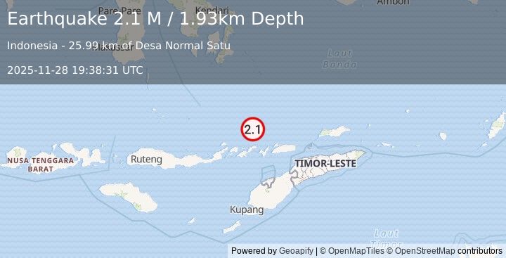 Earthquake Banda Sea (2.1 M) (2025-11-28 19:38:31 UTC)