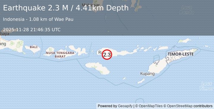 Earthquake Flores Region, Indonesia (2.3 M) (2025-11-28 21:46:35 UTC)