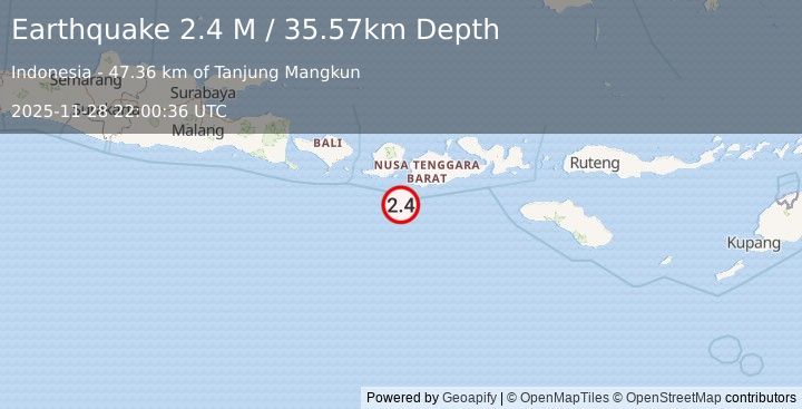Earthquake Sumbawa Region, Indonesia (2.4 M) (2025-11-28 22:00:36 UTC)