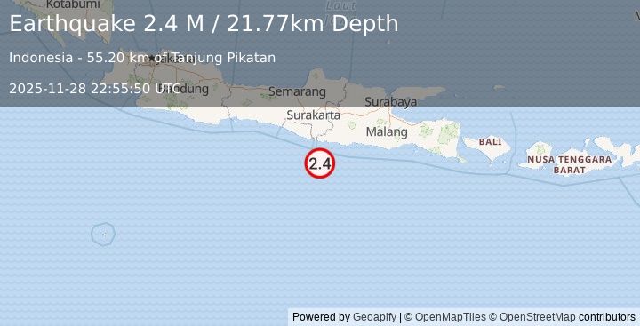 Earthquake Java, Indonesia (2.4 M) (2025-11-28 22:55:49 UTC)