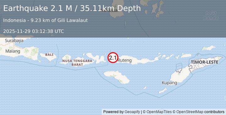 Earthquake Flores Region, Indonesia (2.1 M) (2025-11-29 03:12:38 UTC)