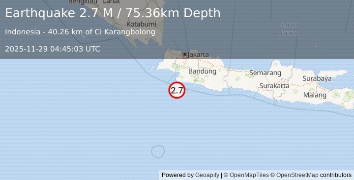Earthquake Java, Indonesia (2.6 M) (2025-11-29 04:45:00 UTC)