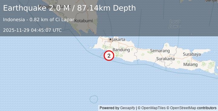 Earthquake Java, Indonesia (2.0 M) (2025-11-29 04:45:07 UTC)