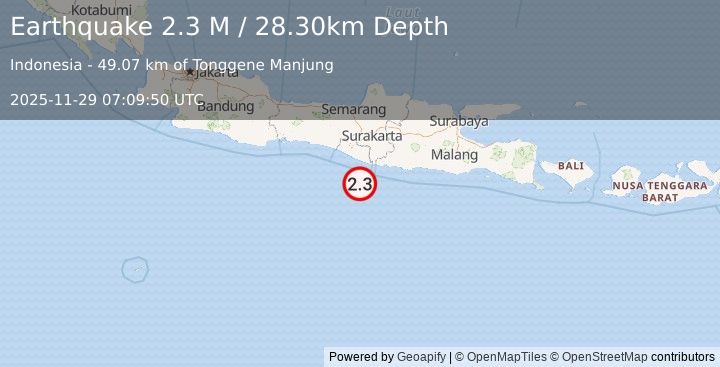 Earthquake Java, Indonesia (2.2 M) (2025-11-29 07:09:48 UTC)