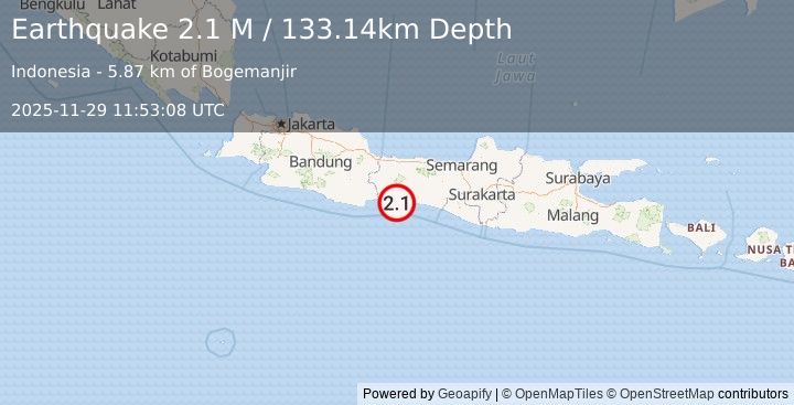 Earthquake Java, Indonesia (2.2 M) (2025-11-29 11:53:09 UTC)