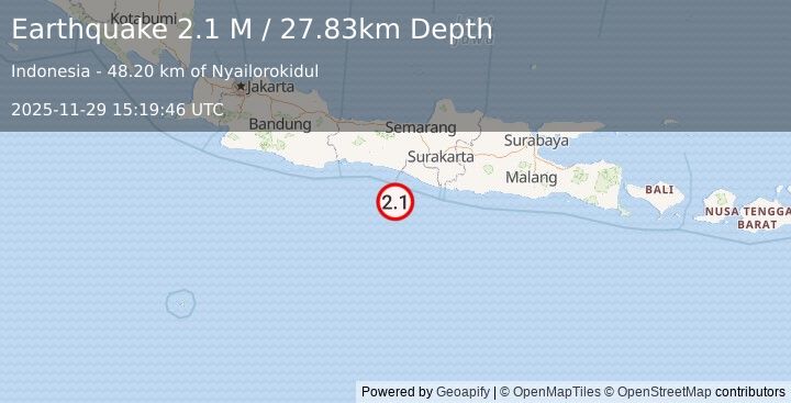 Earthquake Java, Indonesia (2.1 M) (2025-11-29 15:19:49 UTC)