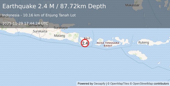 Earthquake Bali Region, Indonesia (2.4 M) (2025-11-29 17:44:24 UTC)