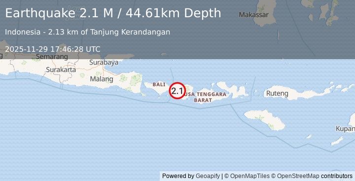 Earthquake Sumbawa Region, Indonesia (2.1 M) (2025-11-29 17:46:28 UTC)