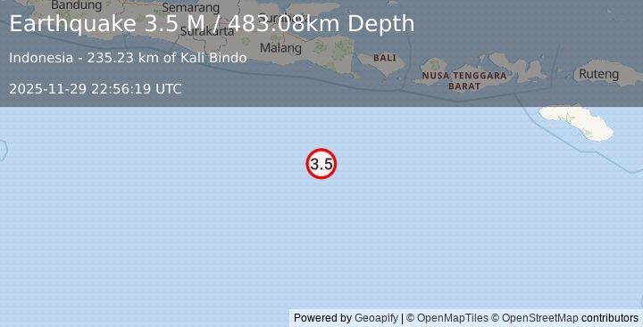 Earthquake South of Java, Indonesia (3.5 M) (2025-11-29 22:56:19 UTC)