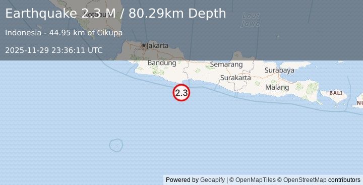 Earthquake Java, Indonesia (2.4 M) (2025-11-29 23:36:12 UTC)