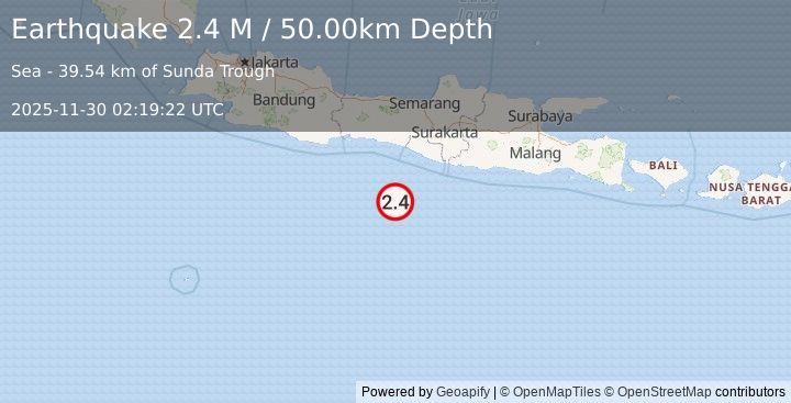 Earthquake Java, Indonesia (2.5 M) (2025-11-30 02:19:21 UTC)
