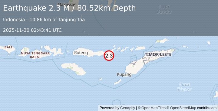 Earthquake Flores Region, Indonesia (2.4 M) (2025-11-30 02:43:41 UTC)
