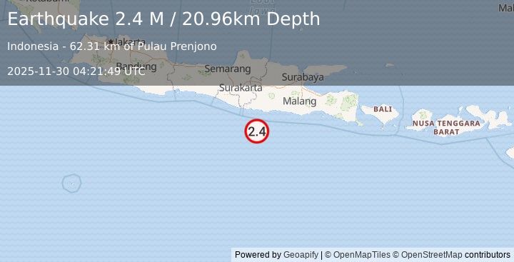 Earthquake Java, Indonesia (2.4 M) (2025-11-30 04:21:49 UTC)