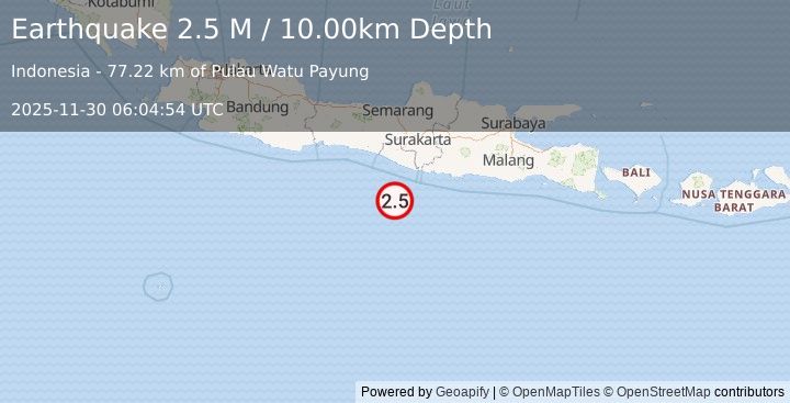 Earthquake Java, Indonesia (2.4 M) (2025-11-30 06:04:53 UTC)