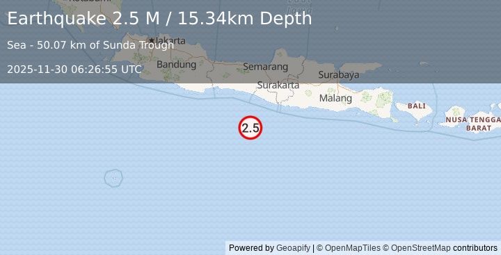 Earthquake Java, Indonesia (2.5 M) (2025-11-30 06:26:57 UTC)