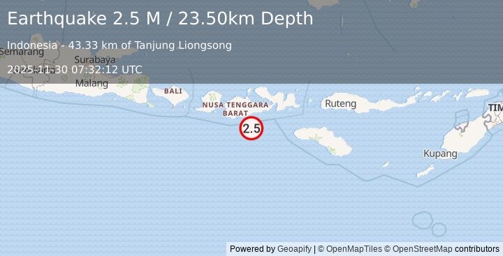 Earthquake Sumbawa Region, Indonesia (2.5 M) (2025-11-30 07:32:12 UTC)