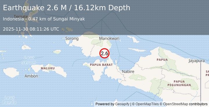 Earthquake West Papua Region, Indonesia (2.5 M) (2025-11-30 08:11:25 UTC)