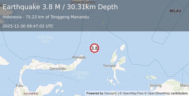 Earthquake Northern Molucca Sea (3.8 M) (2025-11-30 09:47:02 UTC)