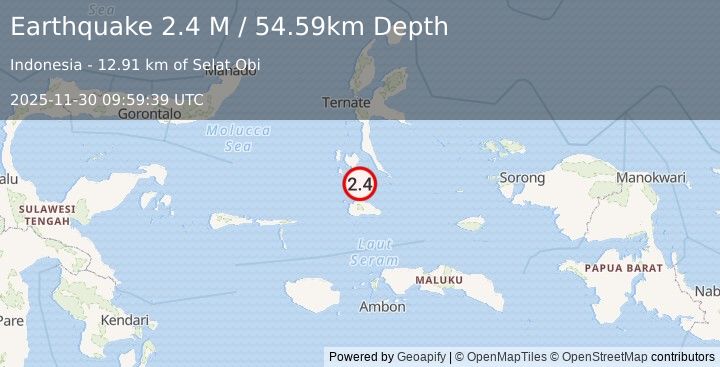 Earthquake Halmahera, Indonesia (2.4 M) (2025-11-30 09:59:39 UTC)