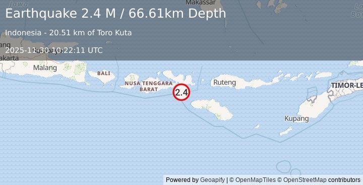 Earthquake Sumbawa Region, Indonesia (2.4 M) (2025-11-30 10:22:11 UTC)