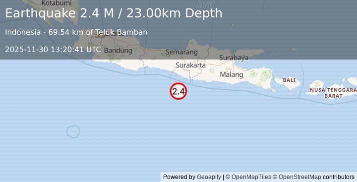 Earthquake Java, Indonesia (2.4 M) (2025-11-30 13:20:37 UTC)