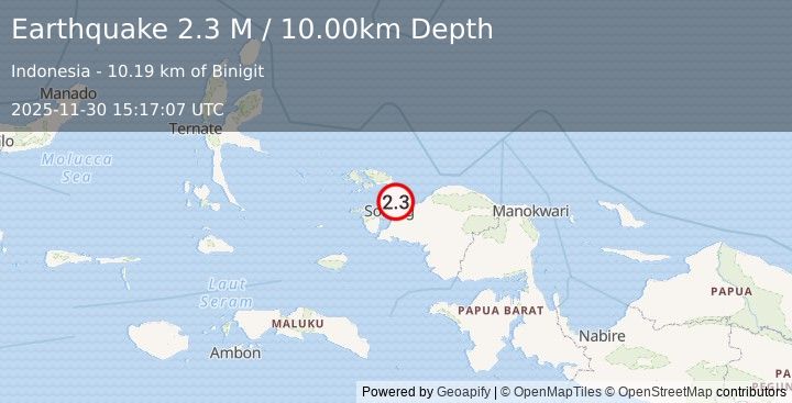 Earthquake West Papua Region, Indonesia (2.5 M) (2025-11-30 15:17:01 UTC)