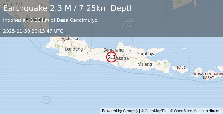 Earthquake Java, Indonesia (2.3 M) (2025-11-30 20:13:47 UTC)