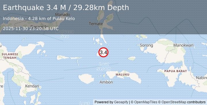 Earthquake Halmahera, Indonesia (3.4 M) (2025-11-30 23:20:58 UTC)