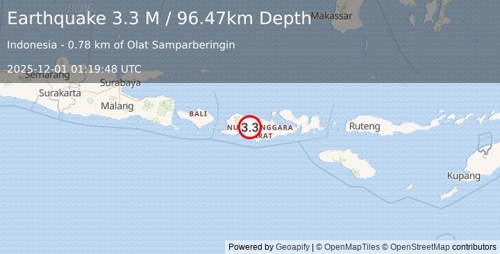 Earthquake Sumbawa Region, Indonesia (3.3 M) (2025-12-01 01:19:48 UTC)