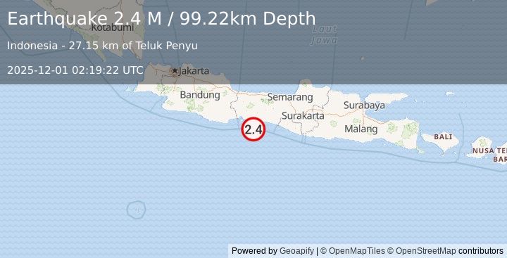 Earthquake Java, Indonesia (2.4 M) (2025-12-01 02:19:22 UTC)